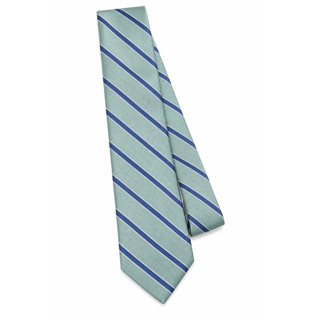 NORDSTROM Silk Mint Green & Blue Striped Design Adjustable Neck Tie 3.5"